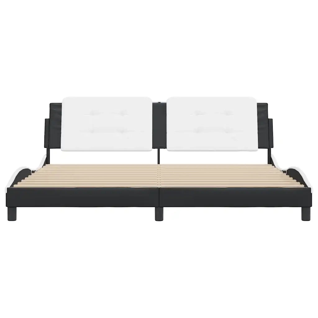 Giroletto senza Materasso Zadar Bianco e Nero 200x200 cm in Similpelle 3208210