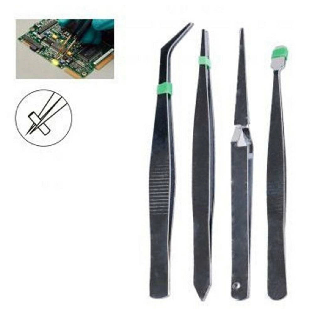 Trade Shop - Pinzette In Acciaio Pinze Industriali Di Precisione Modellismo Elettronica 7 Pz -