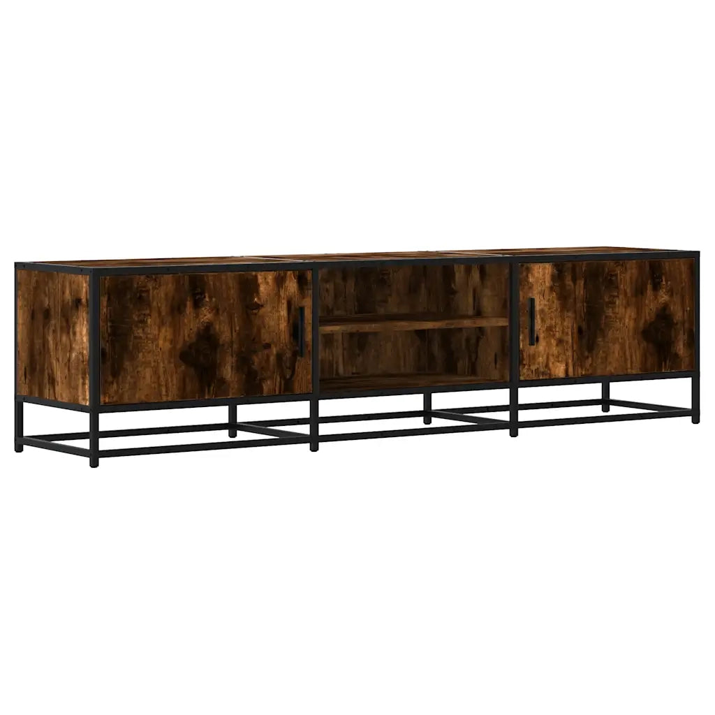 Mobile TV Rovere Fumo 160x35x41 cm Legno Multistrato e Metallo 848846