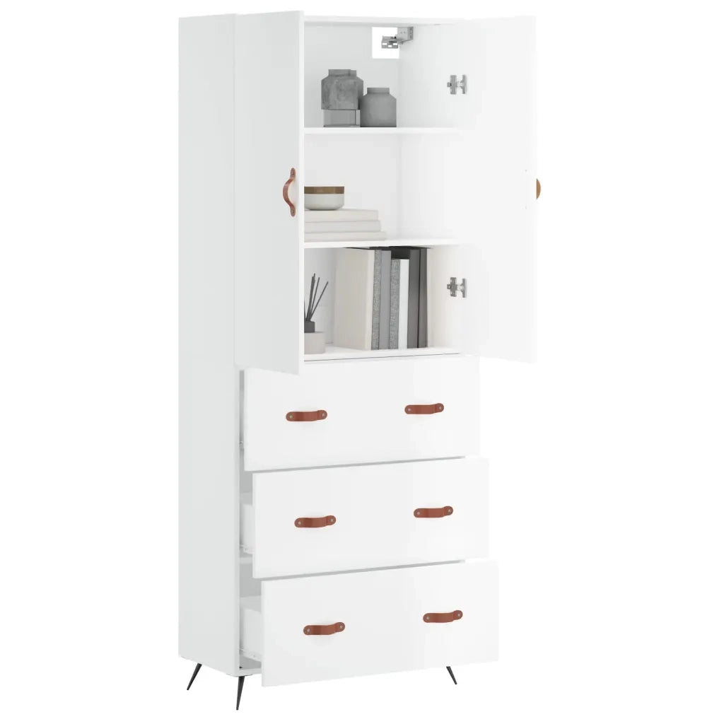 vidaXL Credenza Bianca 69,5x34x180 cm in Legno Multistrato