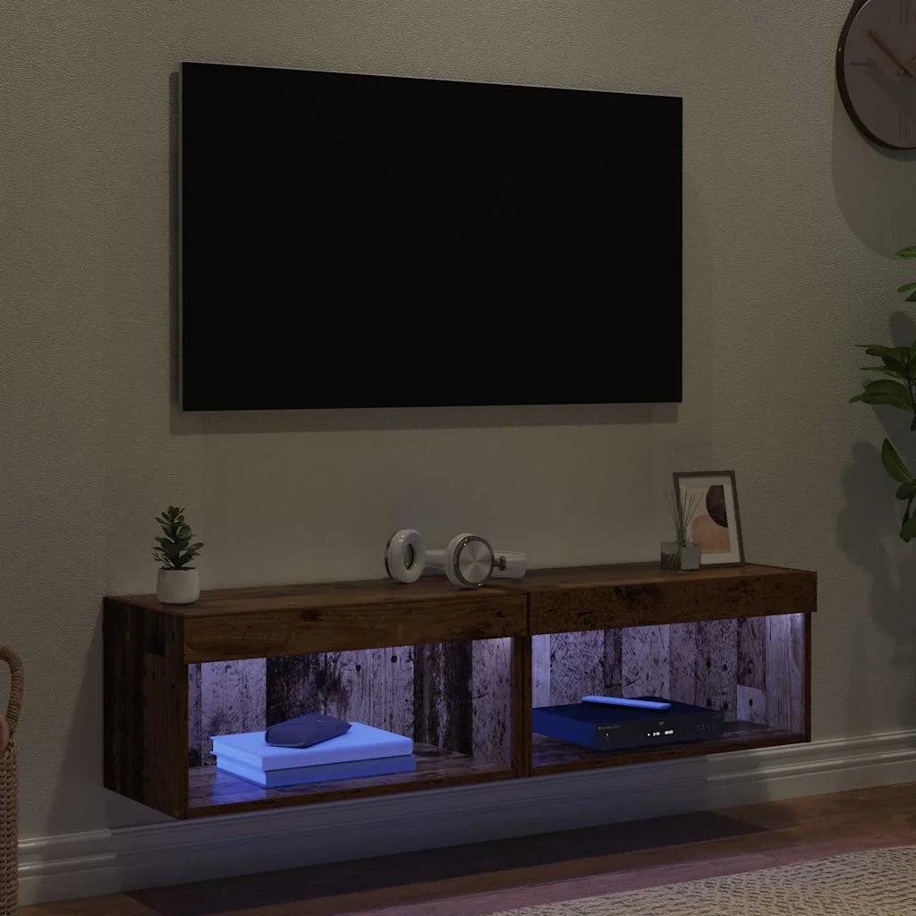 Set mobile TV con LED 2 pcs Legno vecchio 60 x 30 x 30 cm