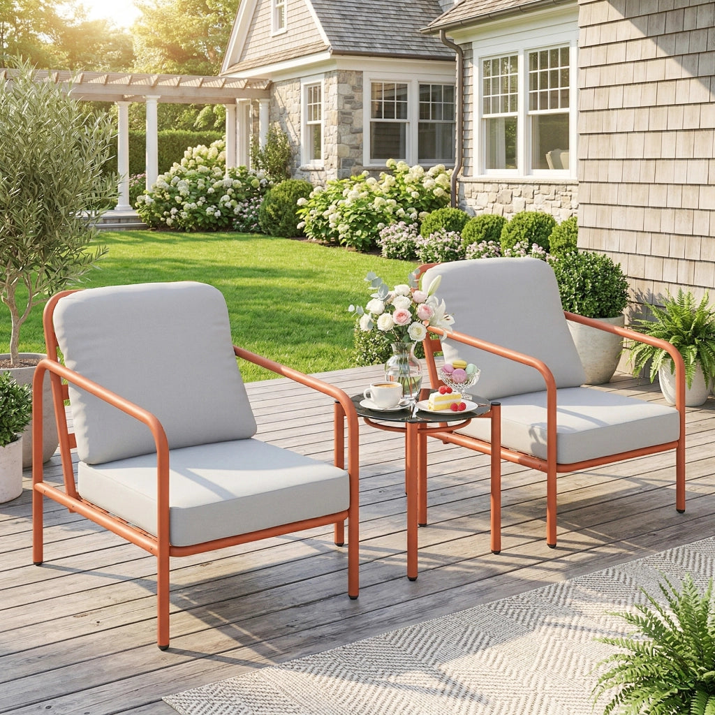 Set Salotto da Giardino 3 Pezzi con 2 Poltrone e Tavolino ¨C zephmum ¨C Grigio Antracite 63x77x76 cm