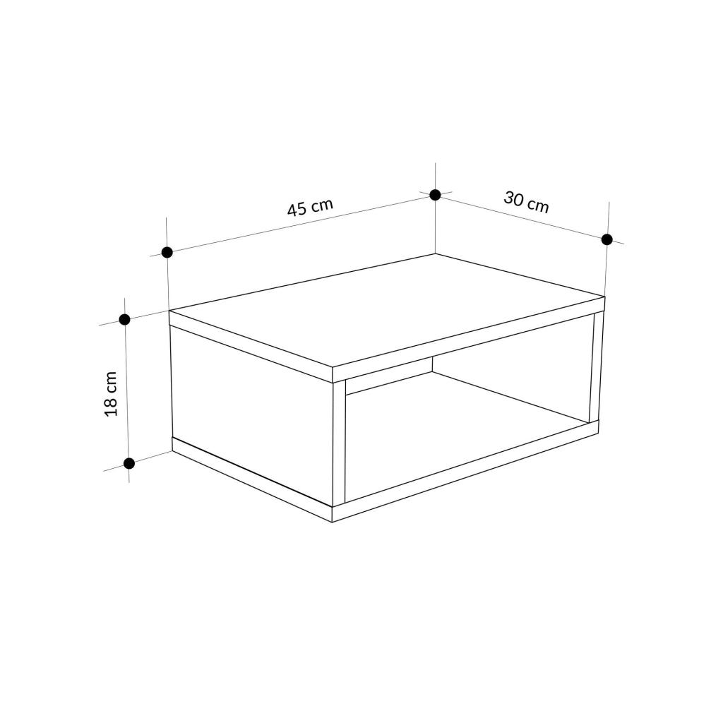 Comodino in legno "Brik" con illuminazione a LED - 45 x 30 x 18 cm - Pietra arenaria