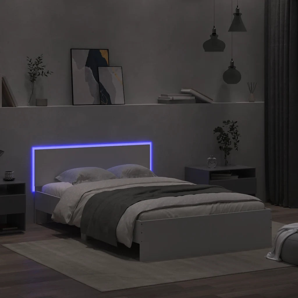 Giroletto con Testiera e LED Bianco 120x190 cm