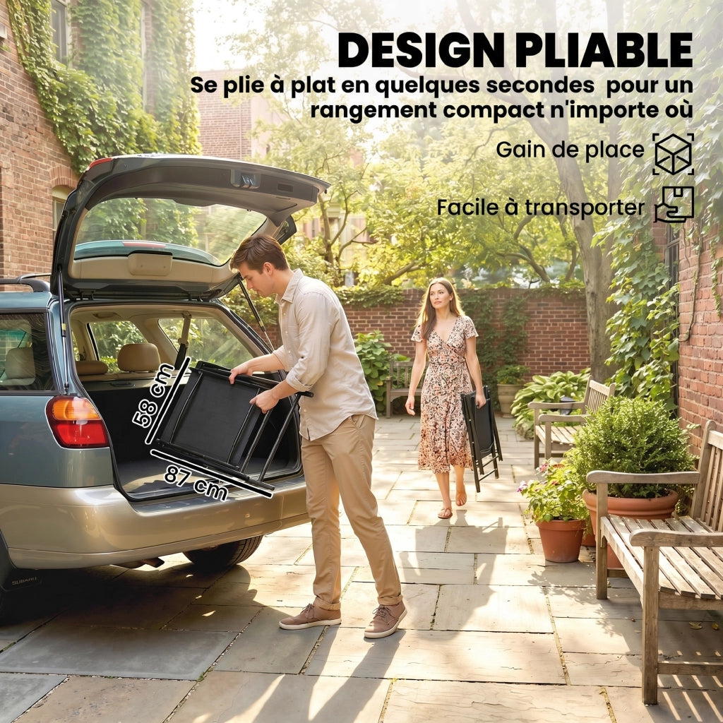 Sedia da Giardino Pieghevole ¨C zephmum ¨C 4 Pezzi, Struttura Metallo, Nero, 58x62x97cm