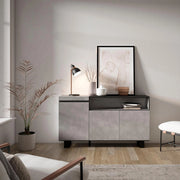 Credenza, Mobile, 150x35x87cm, 3 Porte, Design industriale, grigio cemento RF2497
