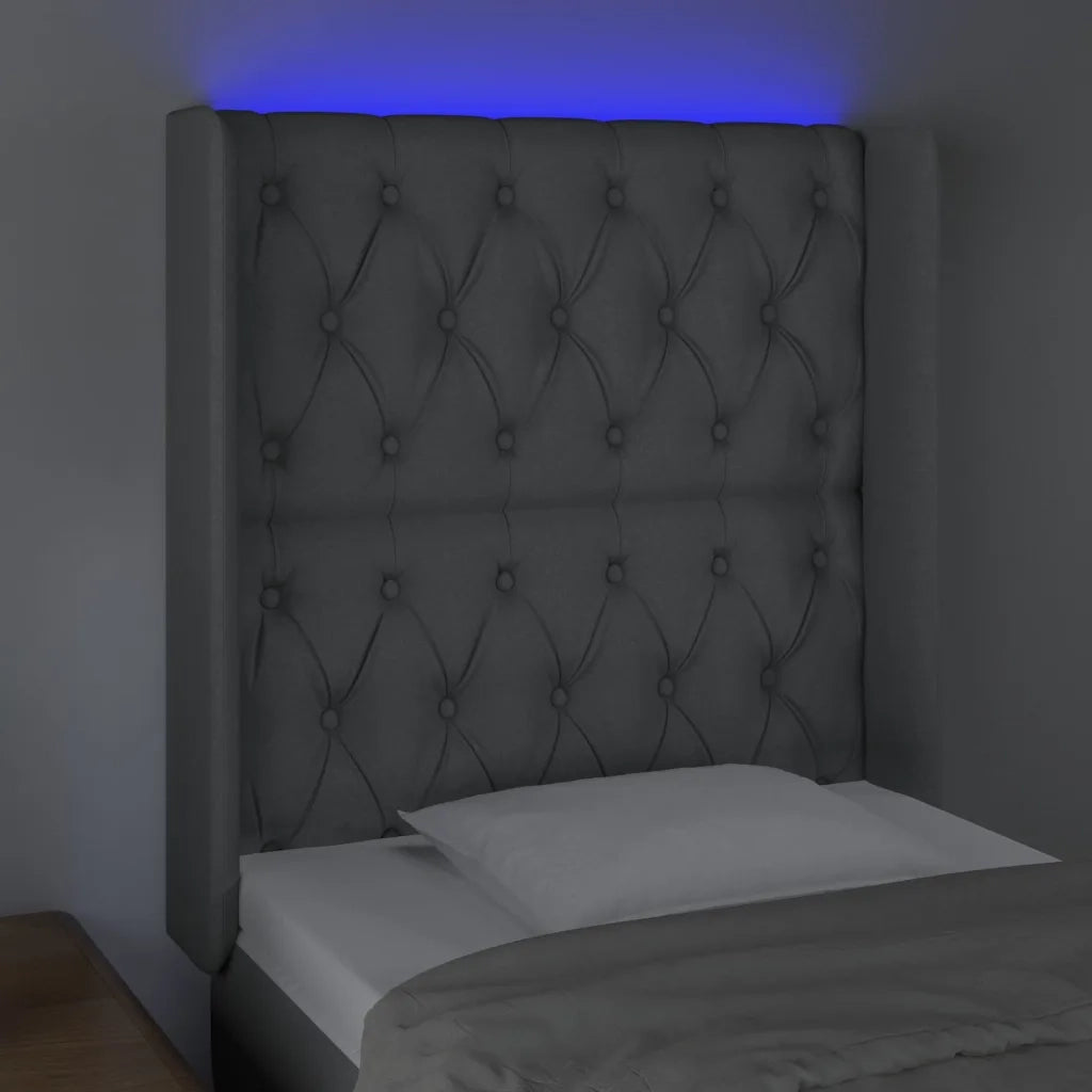 Testiera a LED Grigio Chiaro 83x16x118/128 cm in Tessuto 3124358