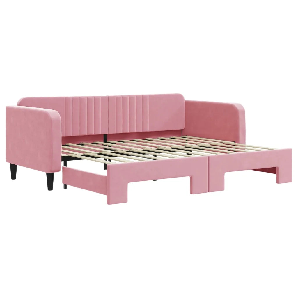 Divano Letto con Letto Estraibile Rosa 90x200 cm in Velluto 3197066