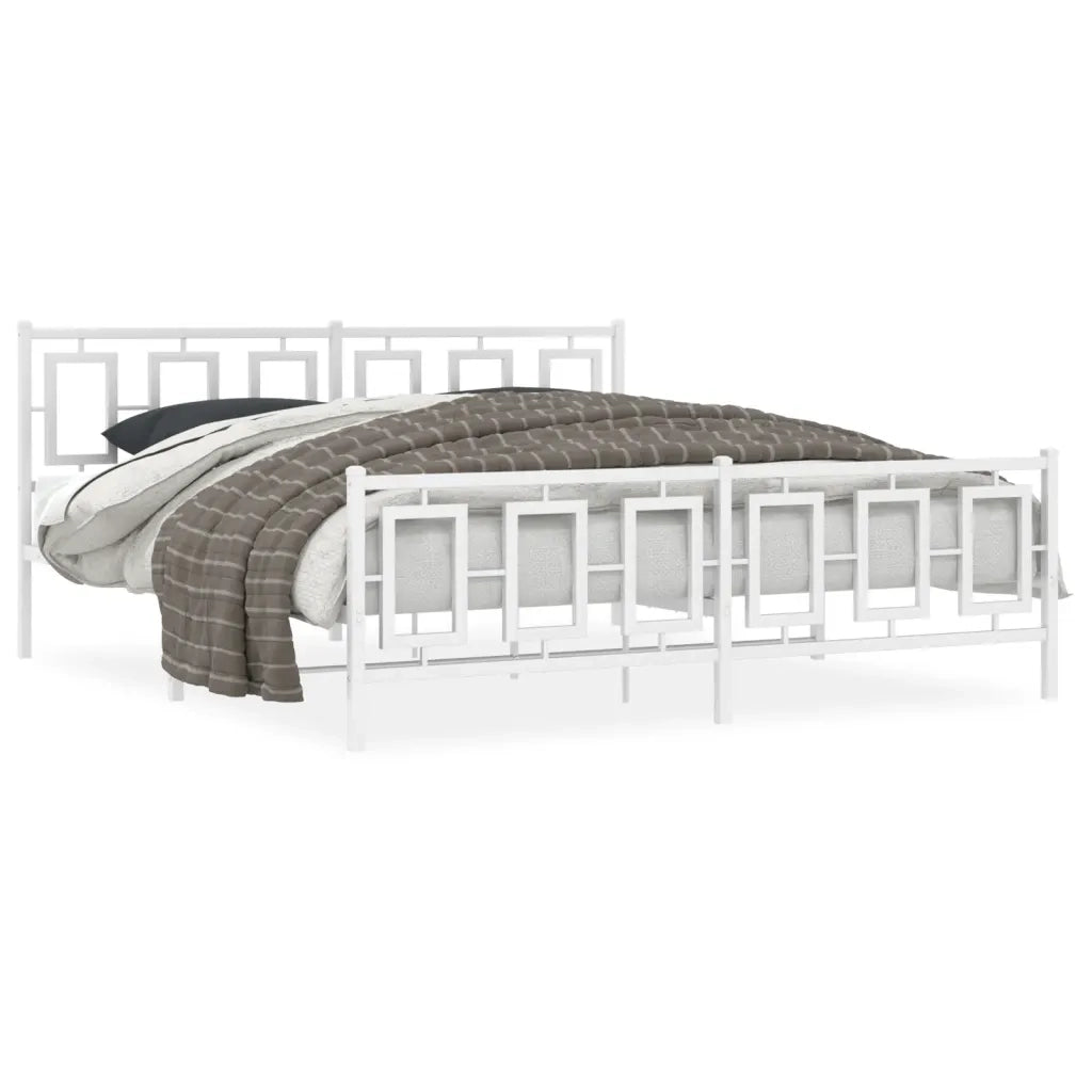 Giroletto con Testiera e Pediera-Struttura Letto Metallo Bianco 183x213 cm 266589