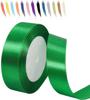 Due rotoli di seta a strisce di 25 mm per decorazioni di compleanni, 21 metri/rotolo, seta per fiori, cucito, decorazioni di festa, decorazioni di matrimonio, decorazioni di compleanno, verde naturale