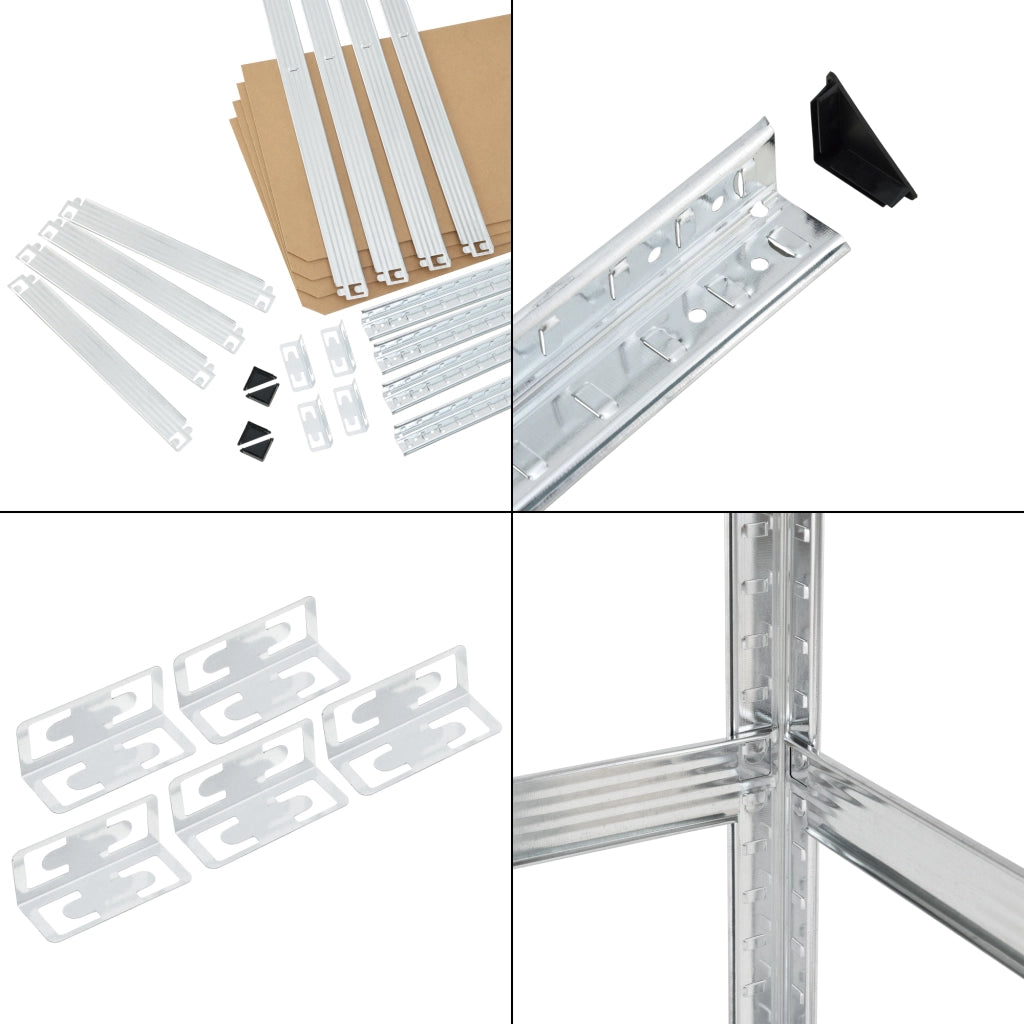 Set di 2 Scaffali in Acciaio Zincato con 5 Ripiani in MDF - 2 Scaffalature per Stoccaggio (AxLxP) 180x90x30 cm Struttura