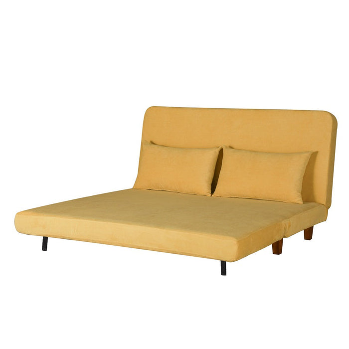 Divano Letto 2 Posti 146x91x82cm in Tessuto Giallo