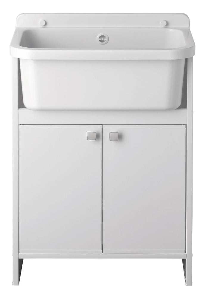 LAVATOIO SALVASPAZIO in PVC in KIT per Interni/Esterni - Con PILOZZO cm 55 + GRIGLIA - CR - Col: BIANCO