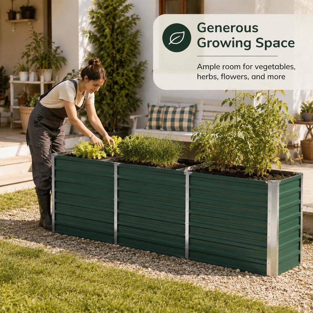 Garden Raised Bed Galvanized Steel 240x40x77 Cm Green
