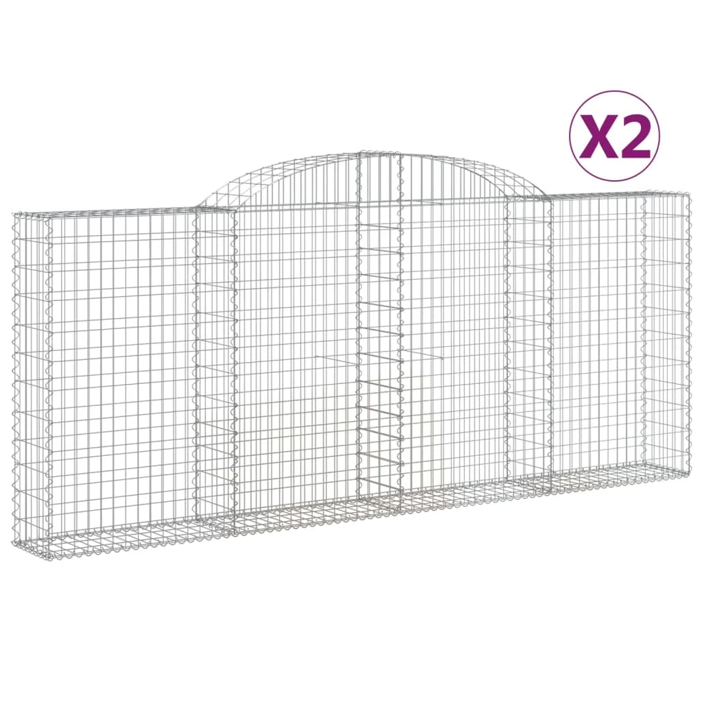 Set di 2 gabbioni ad arco per recinzione gabbia o muro di contenimento 300 x 30 x 120/140 cm ferro zincato argento 02_0041365
