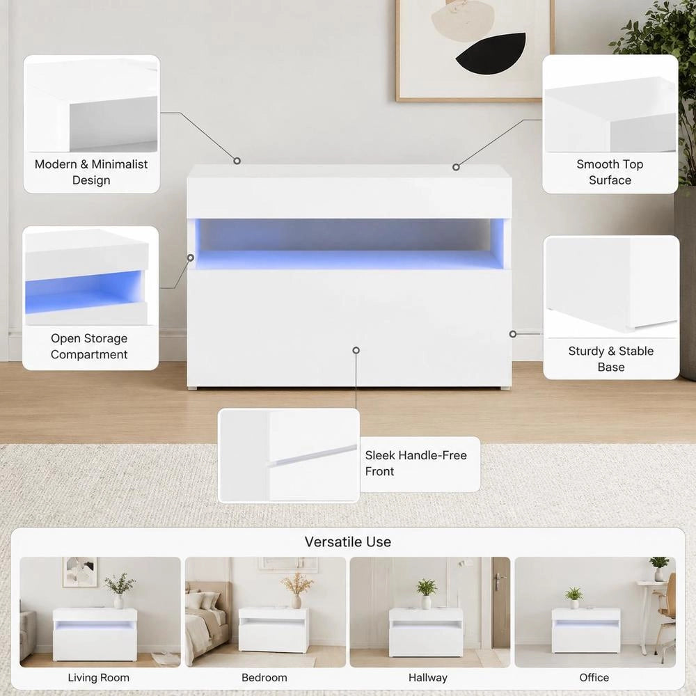 TV Cabinet With LED Lights White 60x35x40 Cm