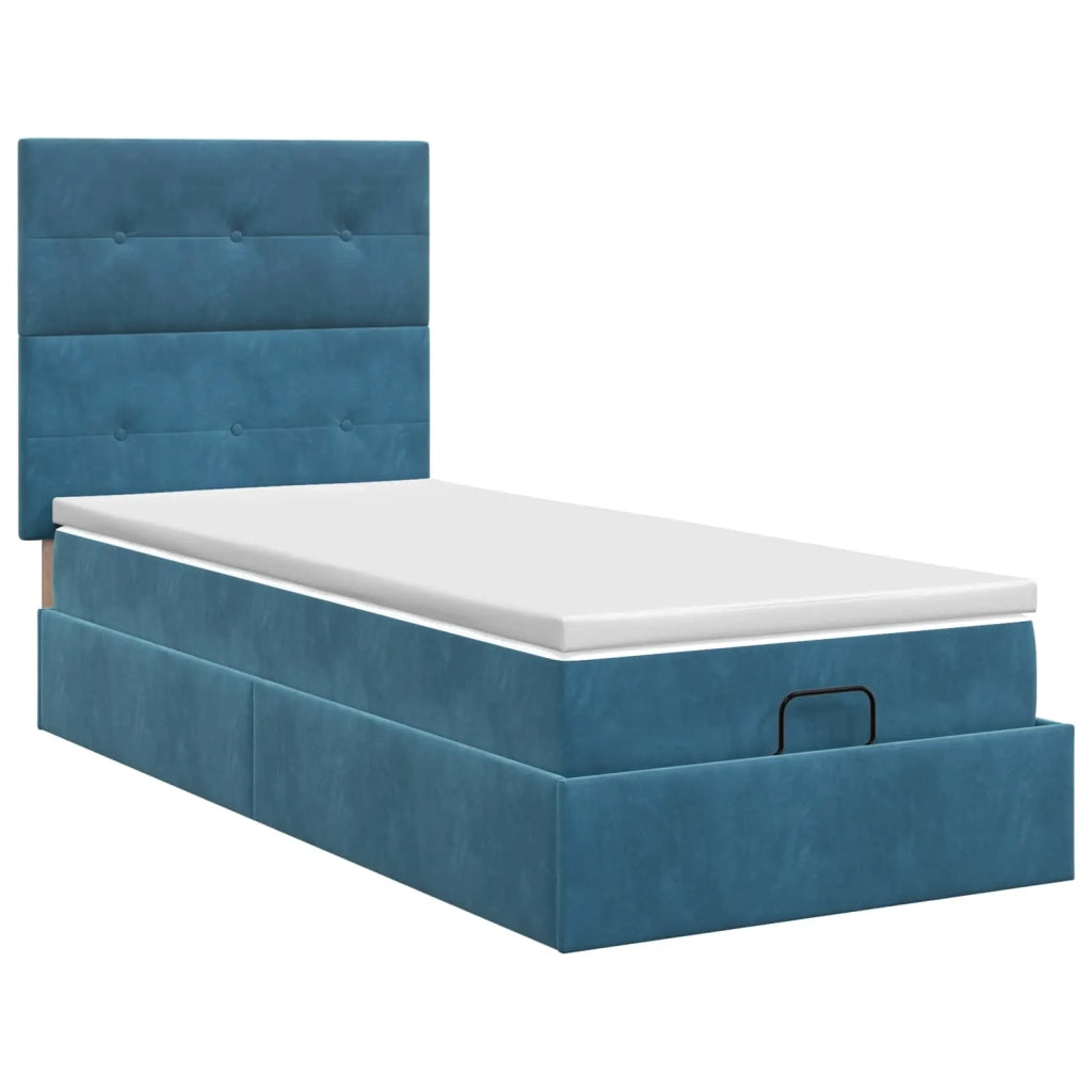 Letto ottomano con materasso Blu Scuro 100 x 200 cm Velluto 3457705