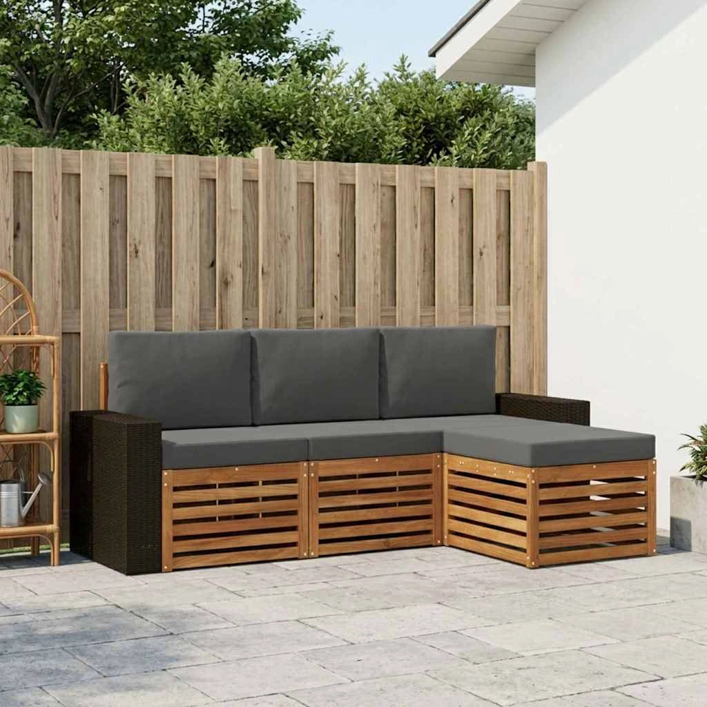 Set di divani da esterno 4 pz Naturale e Antracite 3384213