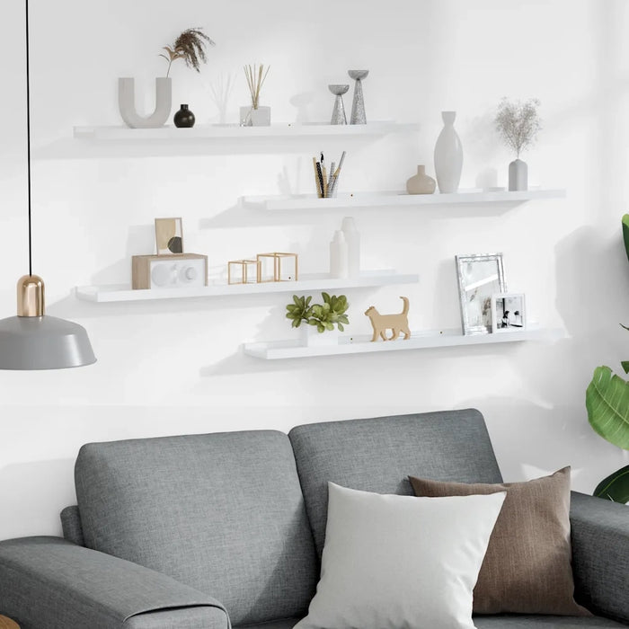 Mensole da Parete 4 pz Bianco Lucido 80x9x3 cm 326655