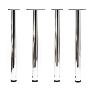 Set 4 gambe tavolo regolabili in acciaio inox cromato Ø 60mm 710mm