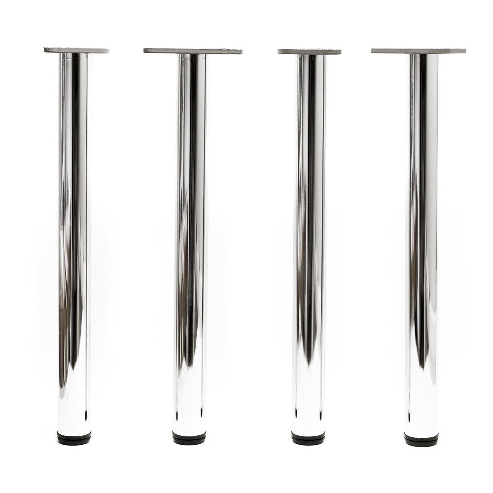 Set 4 gambe tavolo regolabili in acciaio inox cromato Ø 60mm 710mm