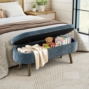 Panca Contenitore Multifunzione ¨C MINIMAL ¨C Chenille, Legno Massello, 110x40x42, Blu