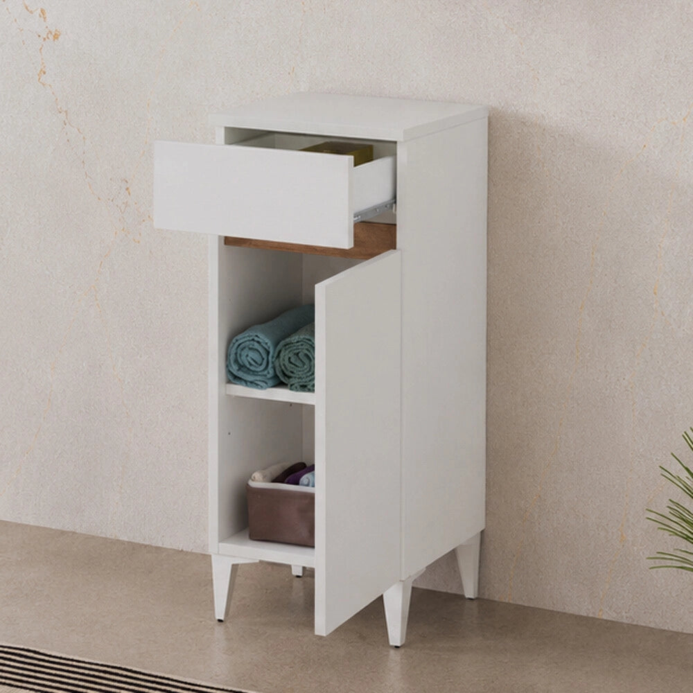 Mobile bagno multiuso 35 cm bianco 1 anta e 1 cassetto Kleo