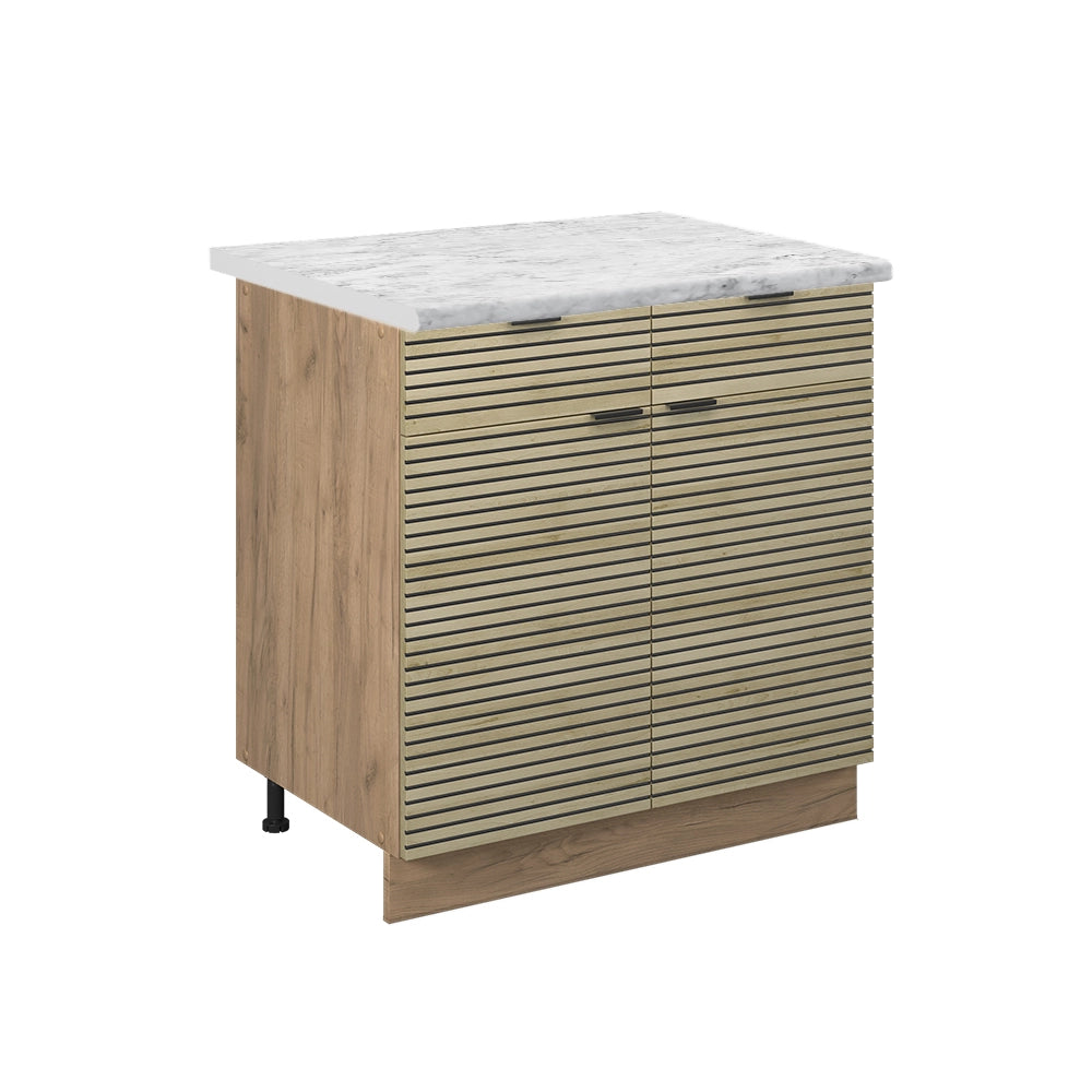 Mobiletto base per cucina Fame-Line Pannello in quercia/Rovere dorato 80 cm, PL Marmo Vicco
