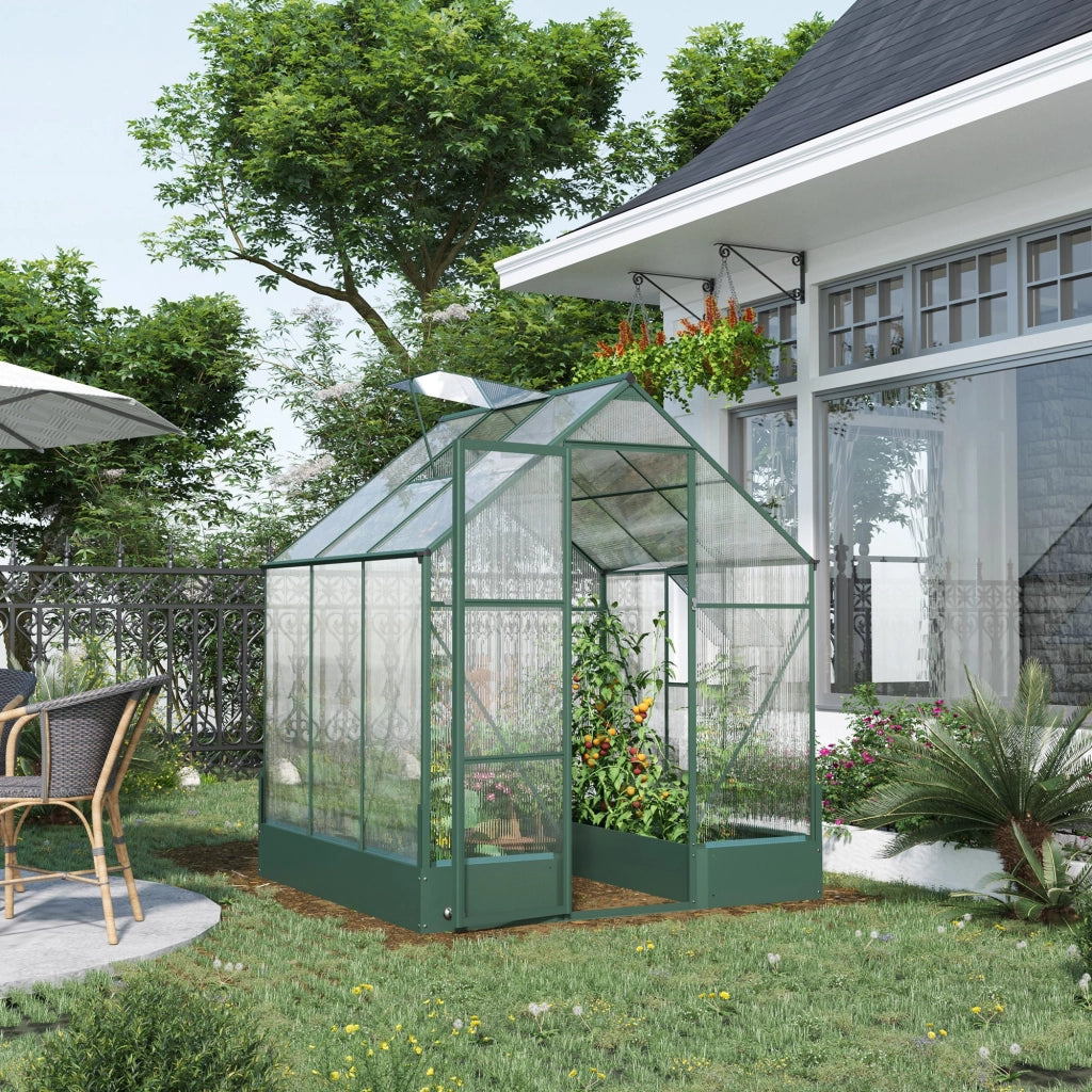 Easycomfort Serra da Giardino in Policarbonato e Alluminio con Finestre e Base Inclusa, 190x190x220 cm