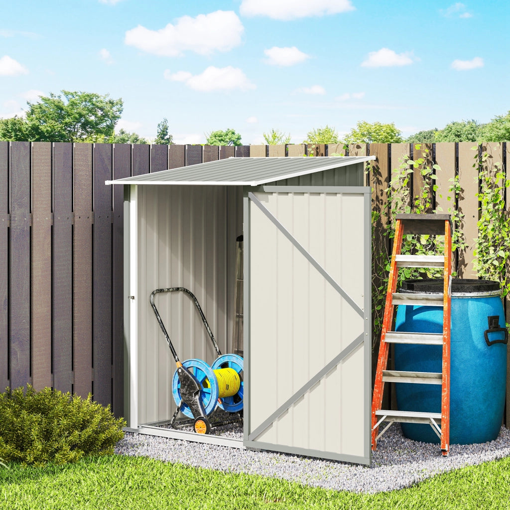 Casetta da Giardino Porta Attrezzi 100x104x160 cm con Porta in Acciaio Galvanizzato Grigio Chiaro