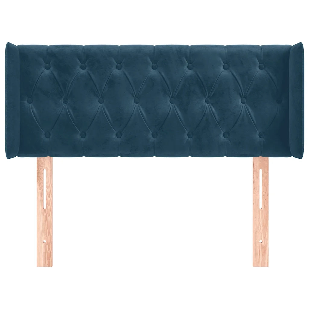 Testiera ad Orecchio-Testata con Orecchie Blu Scuro 103x16x78/88 cm in Velluto 222063