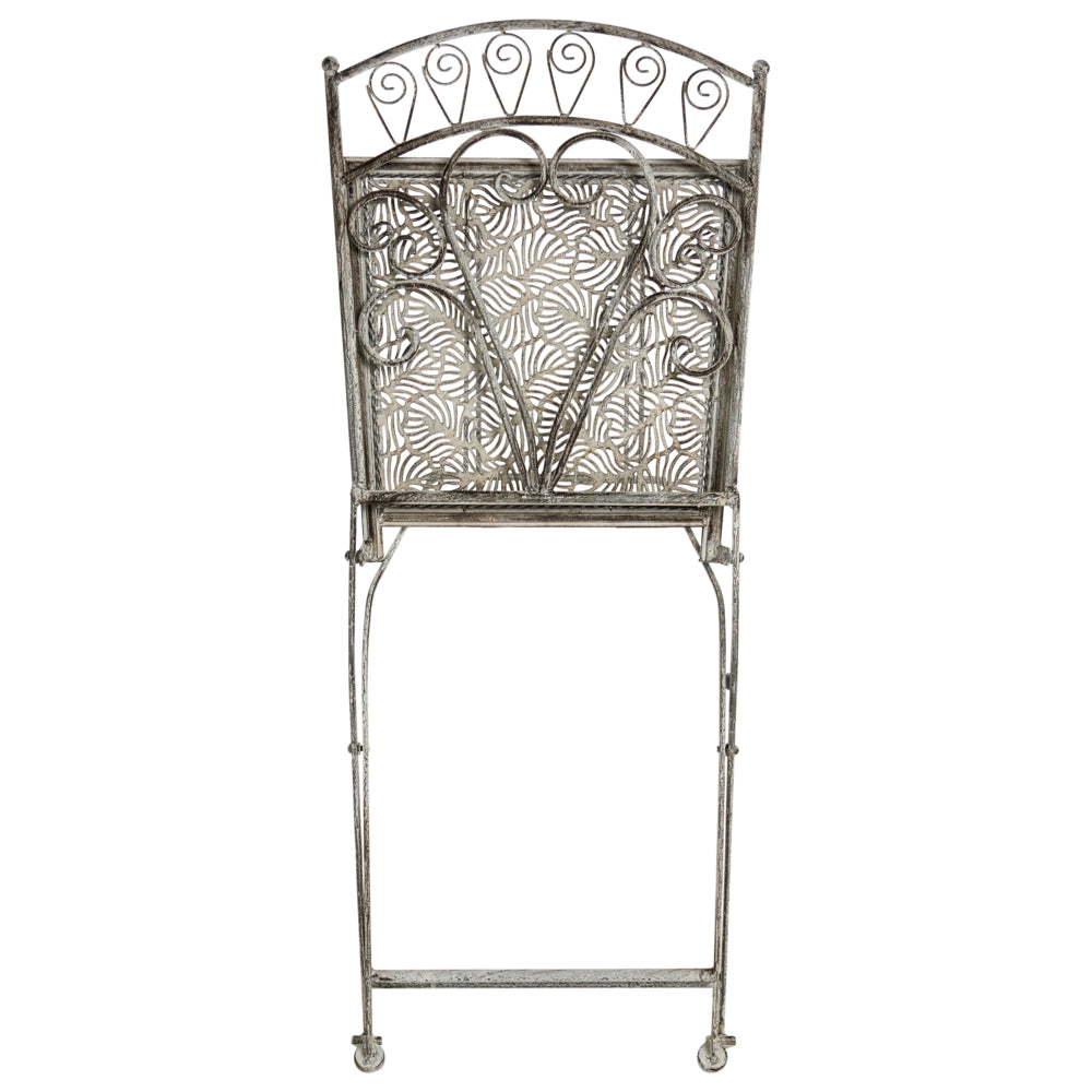 Set di 2 sedie da giardino in metallo grigio con struttura in ferro, pieghevoli e in stile vintage.