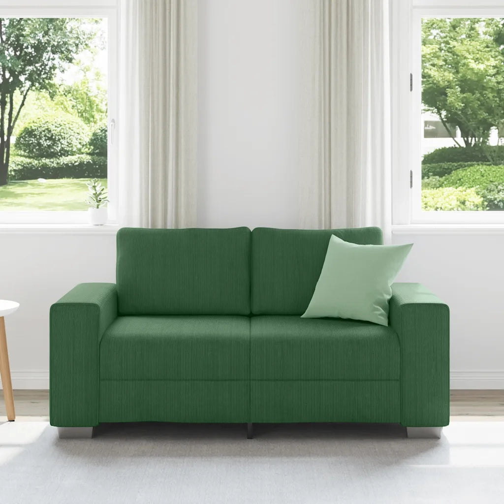 Divano | Divano da soggiorno | Sofa Divanetto Verde Scuro 160x77x82cm Tessuto di Velluto a Coste