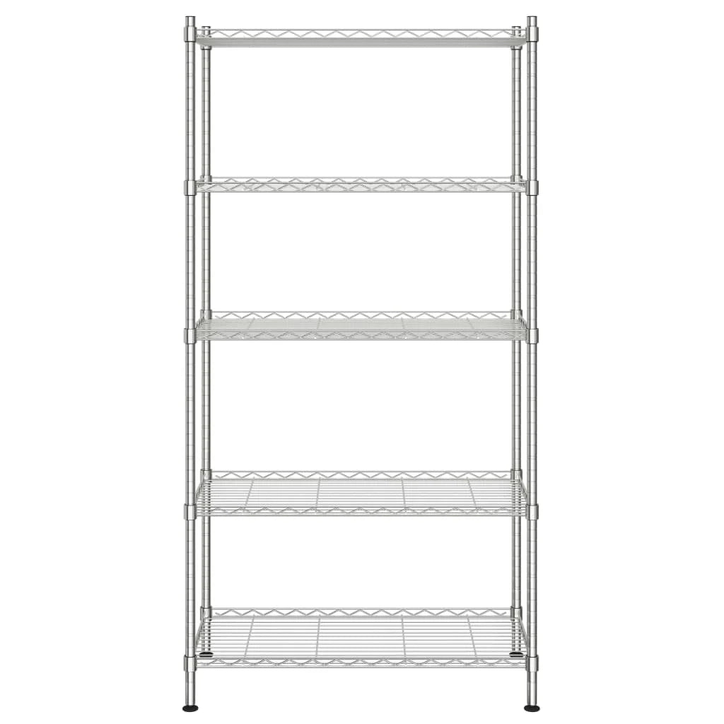 Scaffale portaoggetti a 5 ripiani 90 x 35 x 180 cm Cromato 250 kg Argento 02_0045695