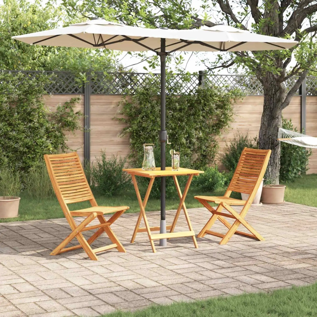 Set Bistro Pieghevole 3 pcs Marrone Legno di Acacia Massello