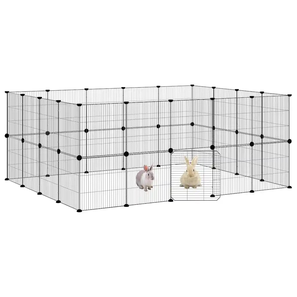 Gabbia per Animali 36 Pannelli con Porta Nera 35x35 cm Acciaio CFW5904175