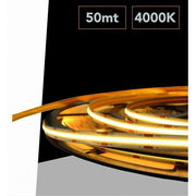 Trade Shop - Striscia Led Cob Strip Bobina 50mt 24volt Led Smd Luce 4000k 6500k 3000k Cob-50m - -bianco Naturale      -