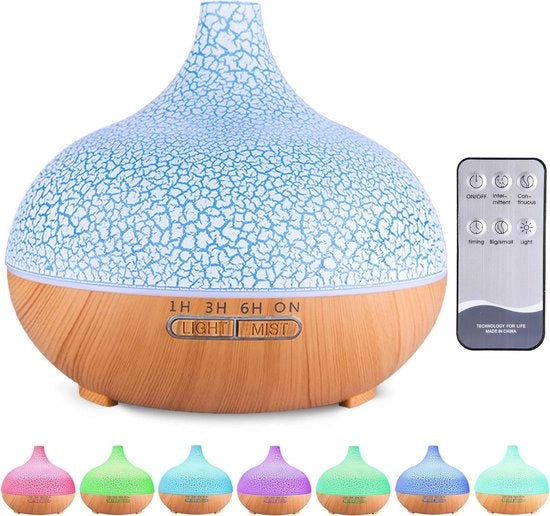 Diffusore Aromaterapico 550 ml - Disidratante per Aria Ultrastabile per Aromaterapia - 7 Colori LED e Spegnimento Automatico