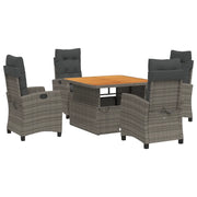 Set da Pranzo da Giardino 5 pz con Cuscini in Polyrattan Grigiocod mxl 89370