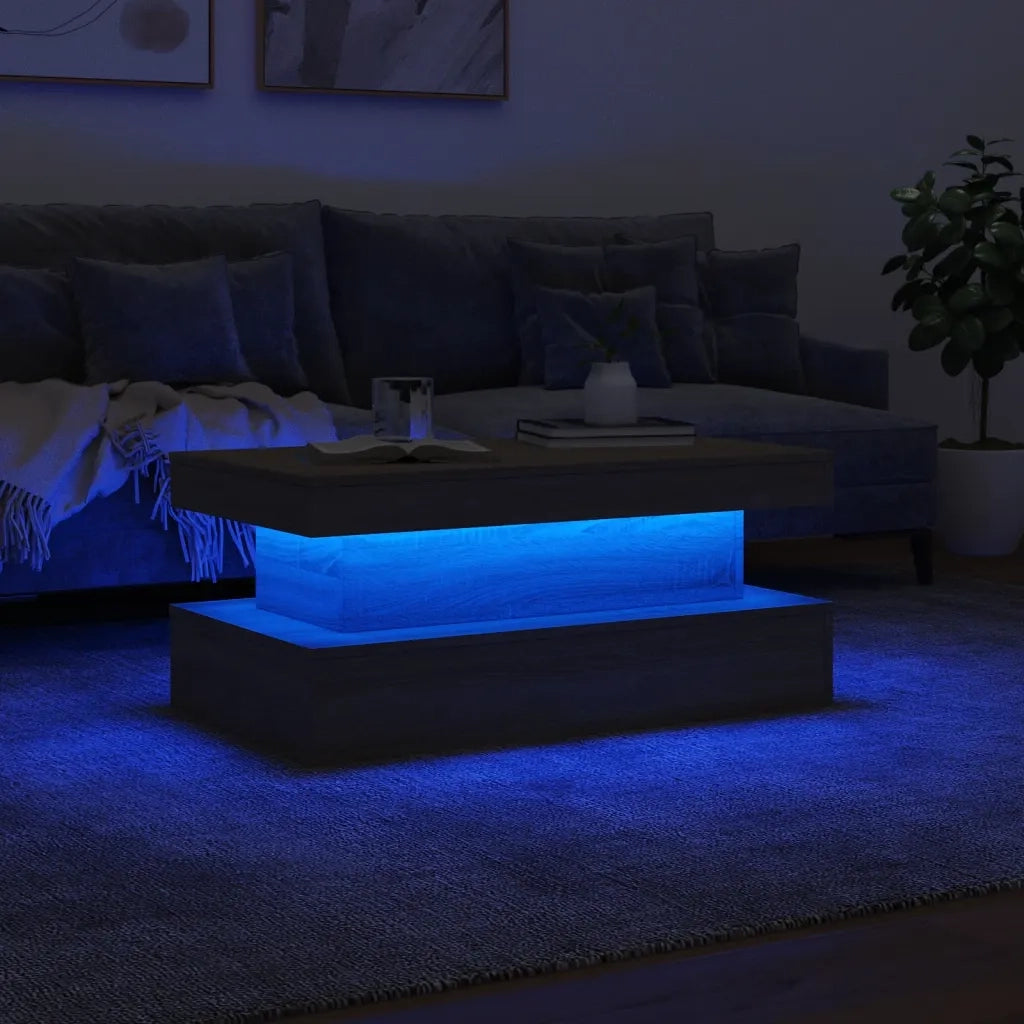 Tavolino da salotto | Tavolino da caff¨¨ | Tavolino da Soggiorno con Luci LED Rovere Sonoma 90x50x40 cm