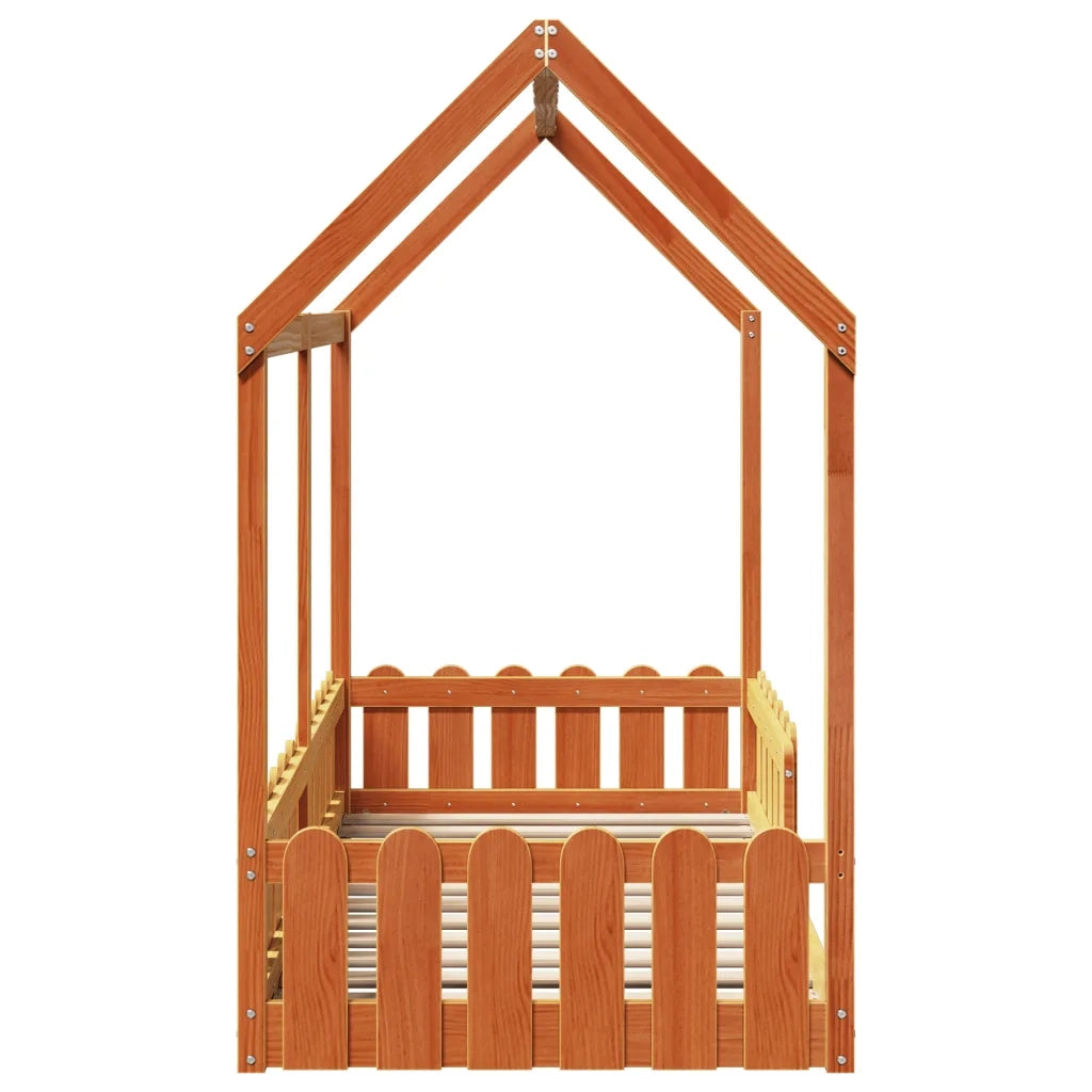 Giroletto Casetta Bambini Marrone Cera 80x160 cm Massello Pino