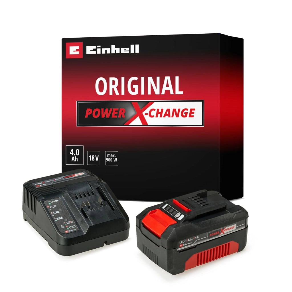 Kit Batteria al Litio Power X-Change 18V 4,0Ah con Caricabatteria Rapido Compatibile con Tutti gli Utensili Einhell