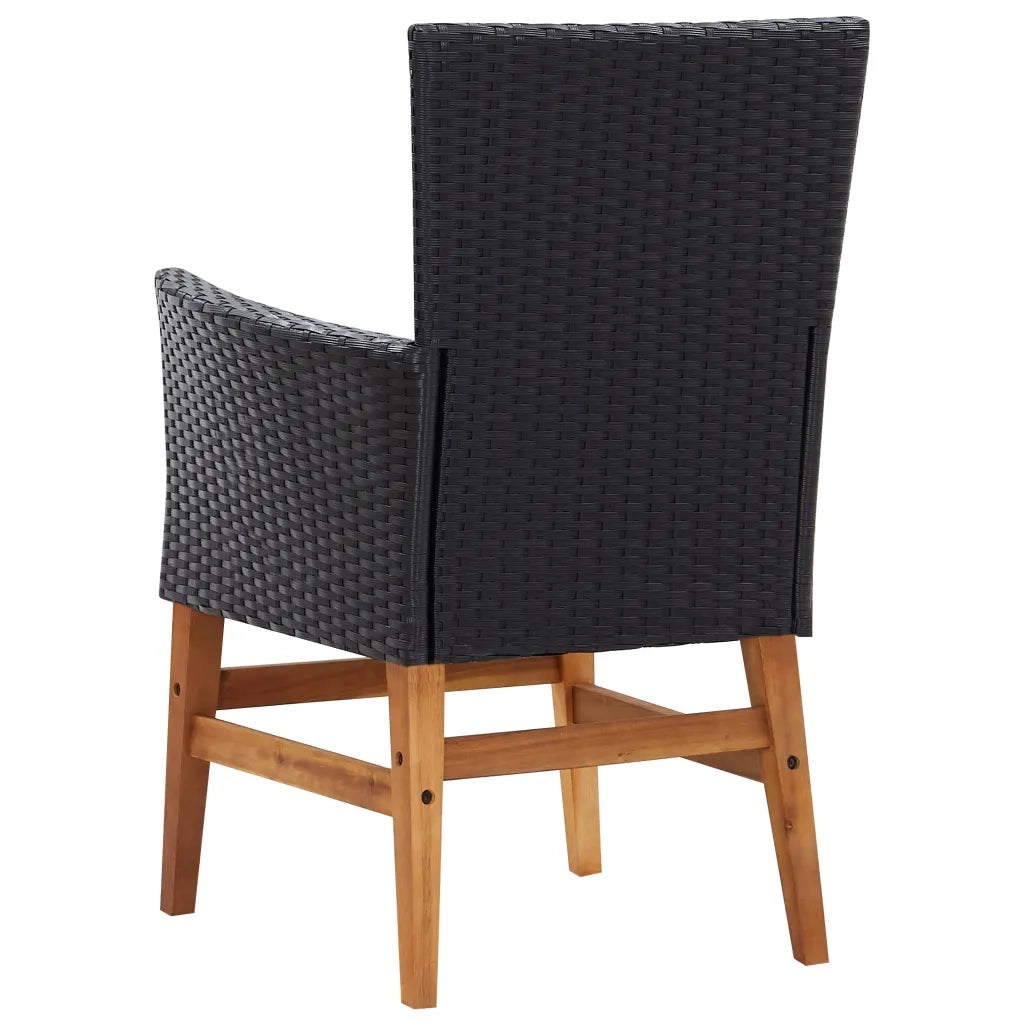Set da Pranzo da Giardino 9 pz Nero in Polyrattan e Acacia 46008