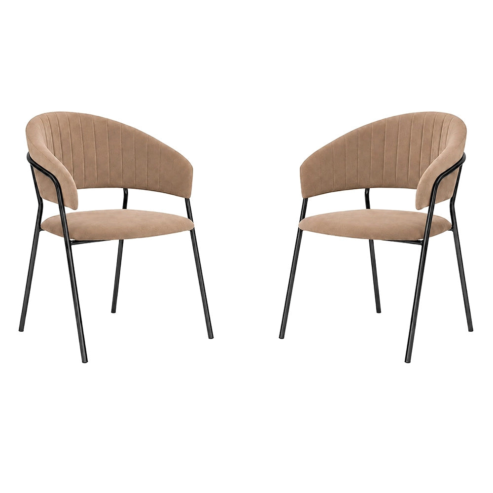 Sedie da pranzo set da 2 Aurelia in velluto grigio tortora con gambe nere