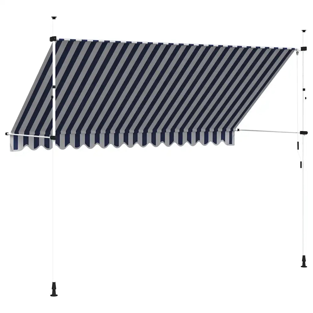 Tenda da Sole Retrattile Manuale 350 cm a Strisce Blu e Bianche 43223