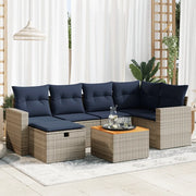 Set Divani da Giardino 7 pz con Cuscini Grigio in Polyrattan 3325792