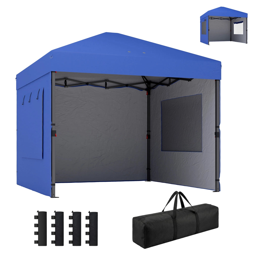 Tenda da giardino pieghevole 3x3 m ¨C zephmum ¨C 3 pareti, 2 finestre, blu