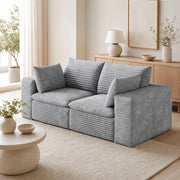 Desviae Divano modulare in tessuto grigio con supporto interamente in schiuma e design componibile
