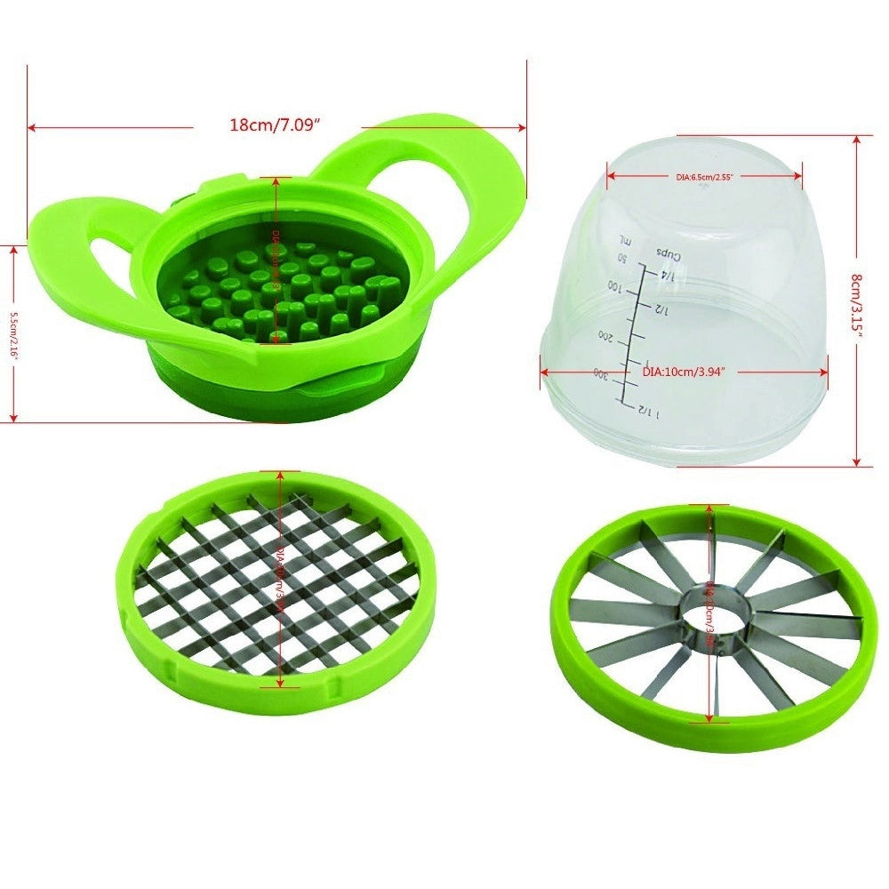 Trade Shop - Affetta Verdure Chopper Trita Sminuzza Frutta Con Recipiente In Vetro Slice Dice -