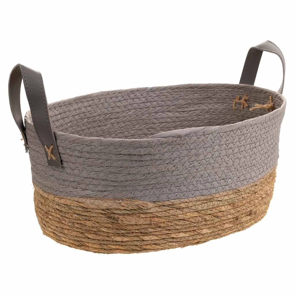 Cesto in corda intrecciata grigia 40x30x18h